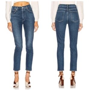 Agolde Nico High Rise Slim Jeans Fixation Medium Wash Button Fly